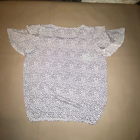 Avon Womens Polka Dot Flutter Sleeve Top M - Picture 4 of 6